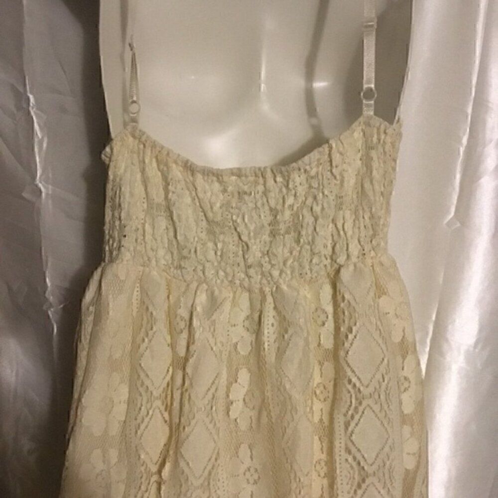 Women's Lace Hollow Out Tassel Trim V Neck Bohemian Maxi Dress L - Picture 13 of 15